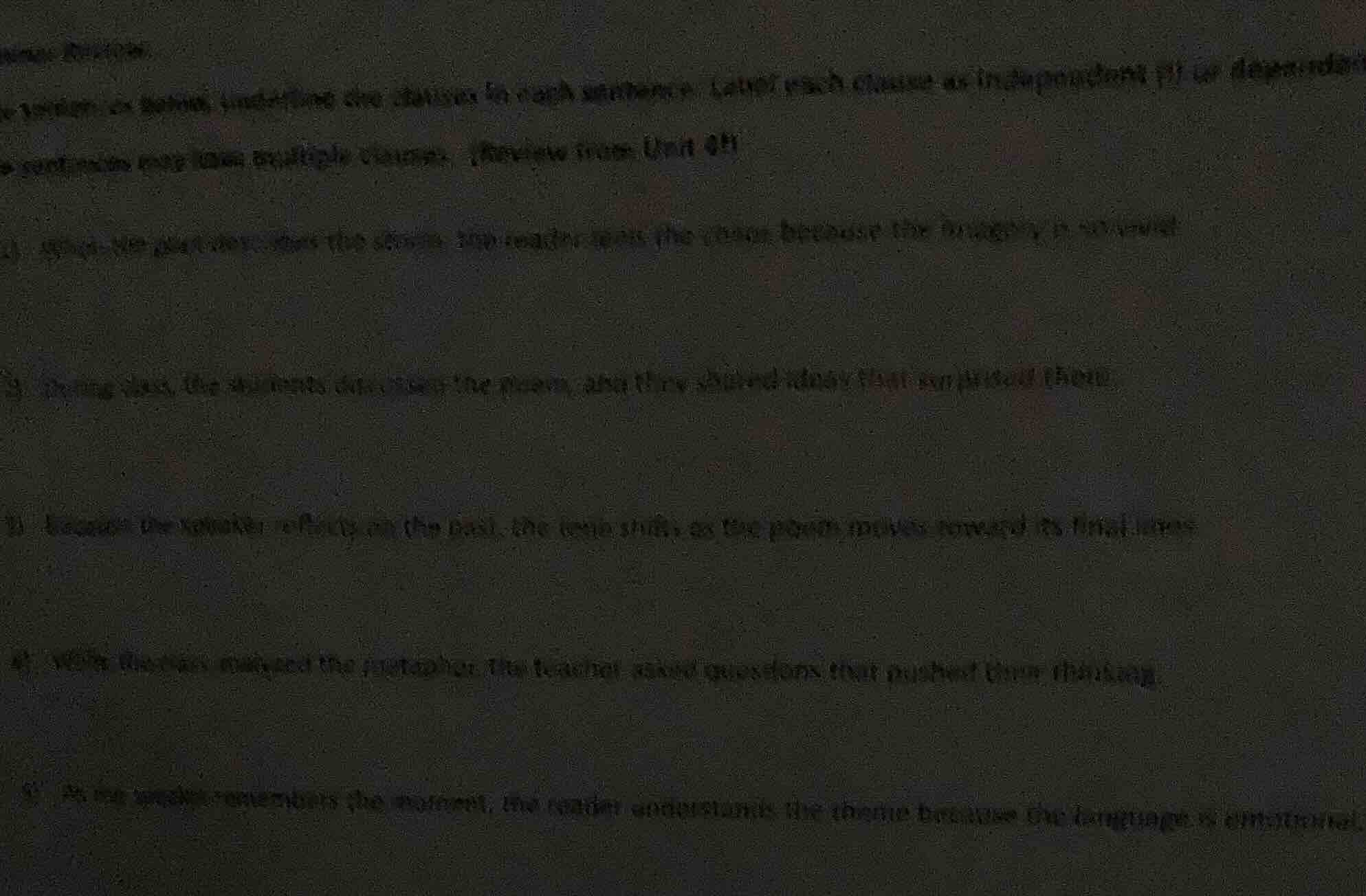 instructions: for each sentence below, underline the clauses in each se…