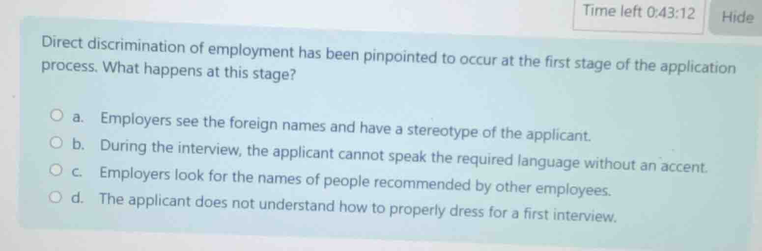 direct discrimination of employment has been pinpointed to occur at the…