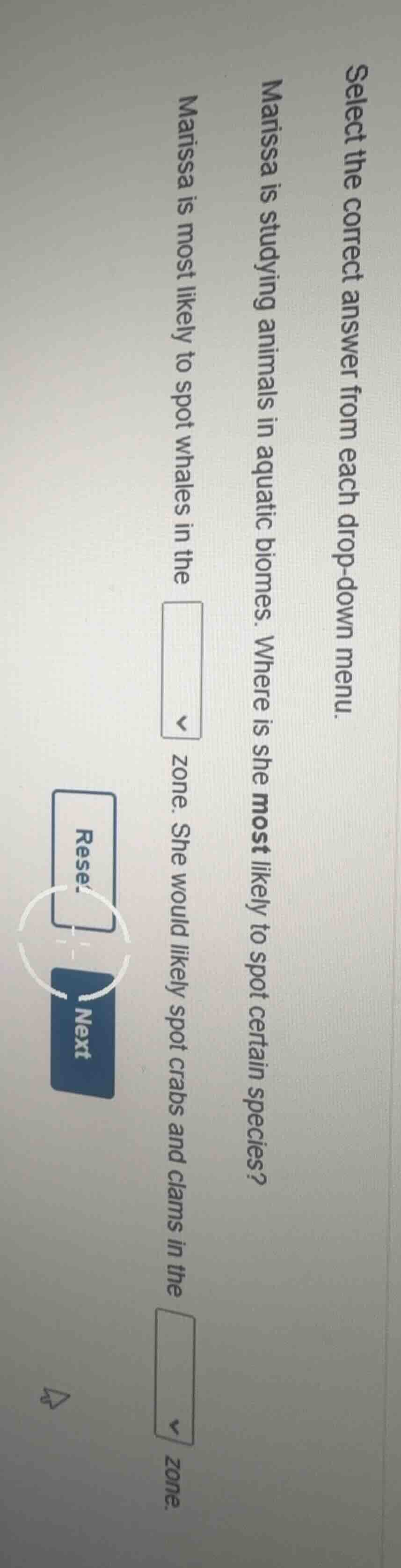 select the correct answer from each drop - down menu. marissa is studyi…