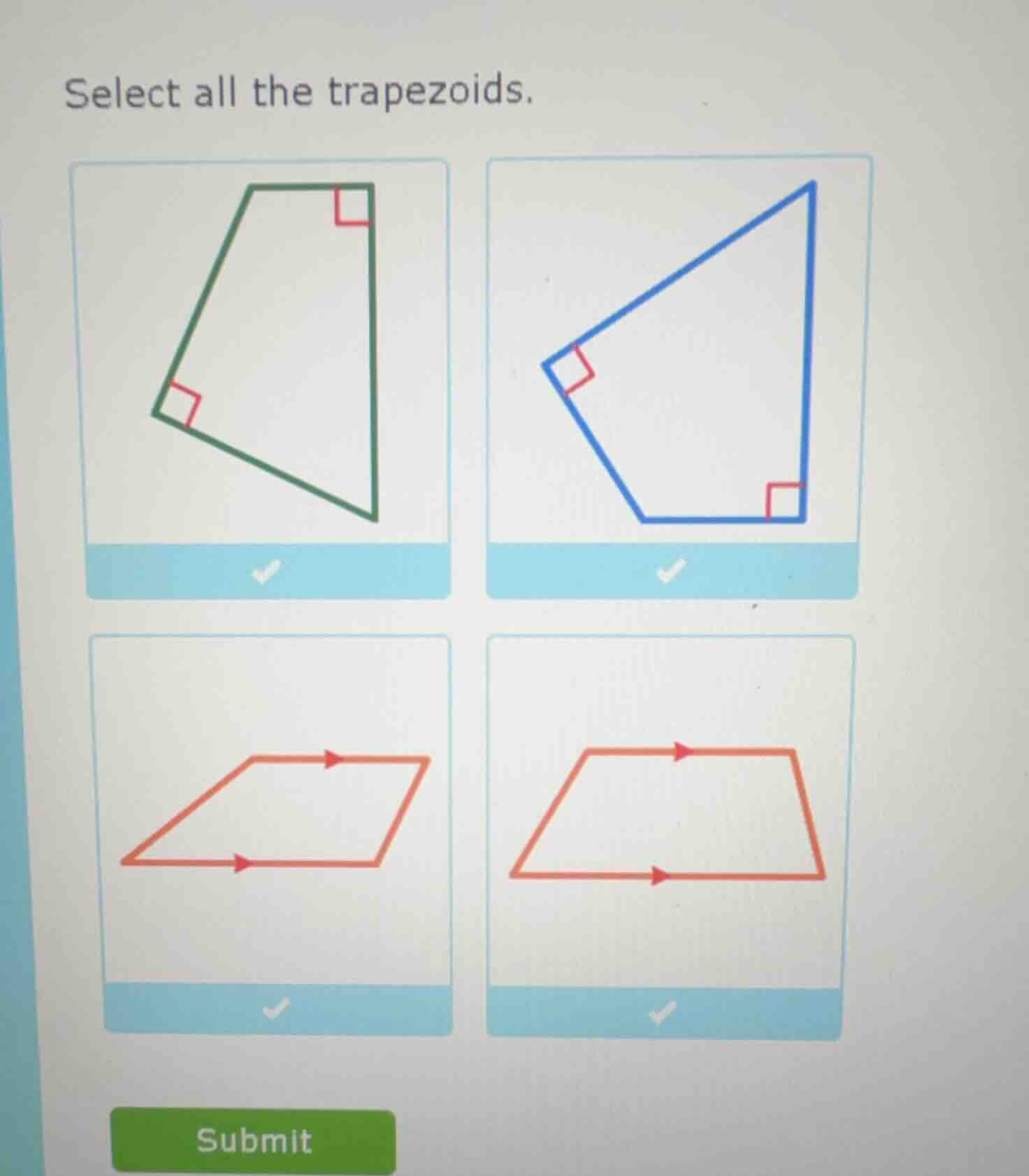 select all the trapezoids.