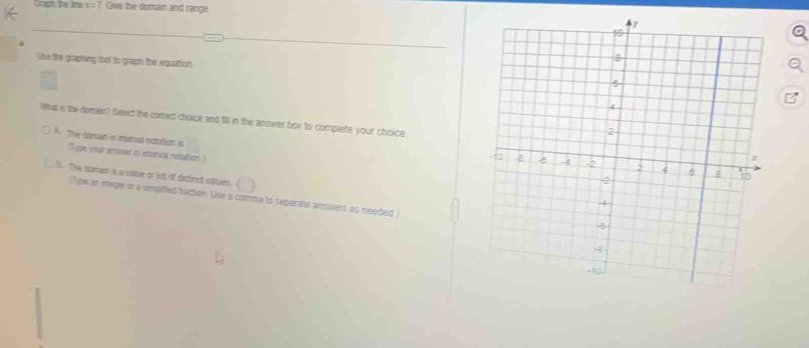 can be the line x = 7. give the domain and range. a. use the graphing t…