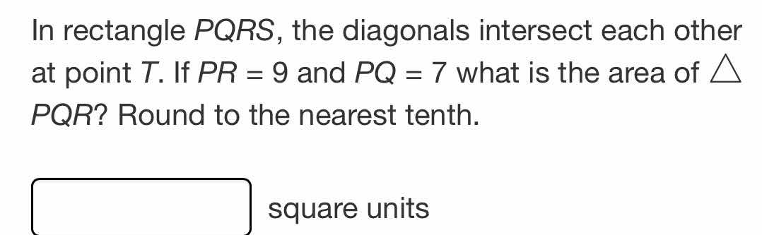 in rectangle pqrs, the diagonals intersect each other at point t. if pr…