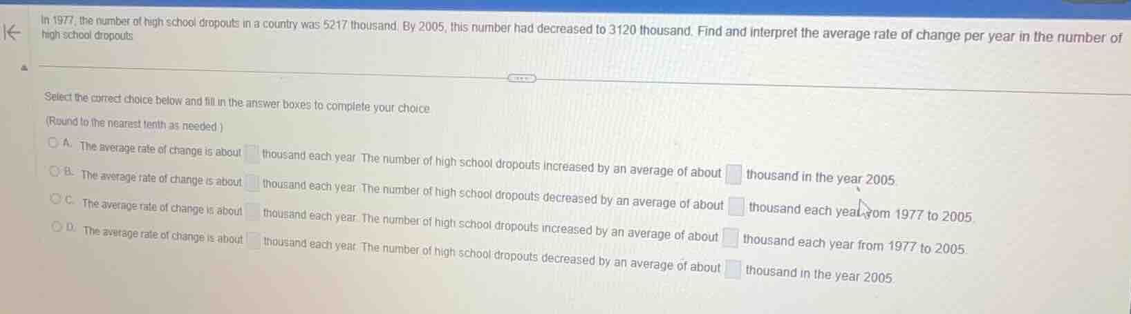 in 1977, the number of high school dropouts in a country was 5217 thous…