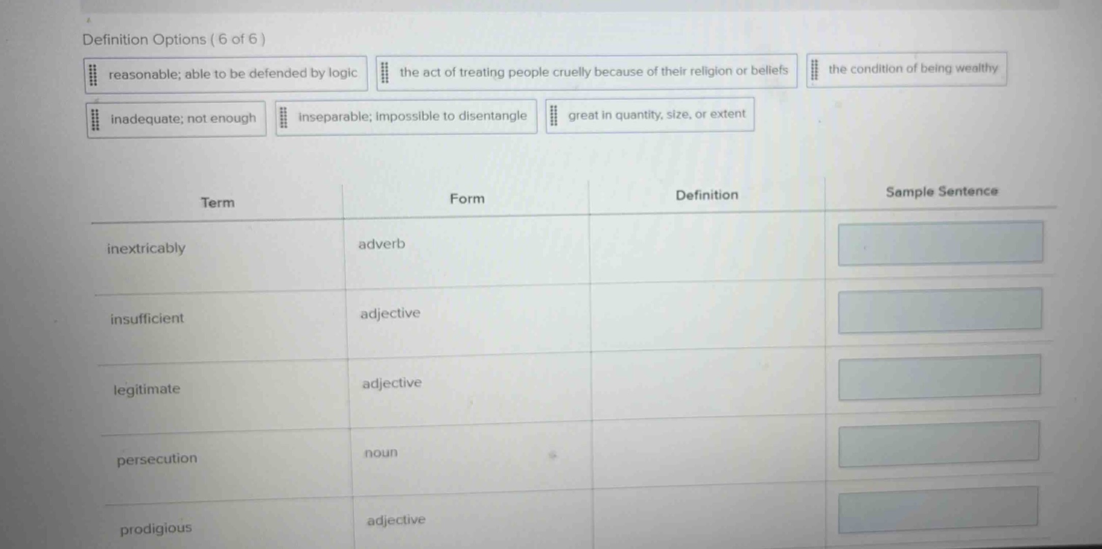 definition options (6 of 6 ) reasonable; able to be defended by logic t…