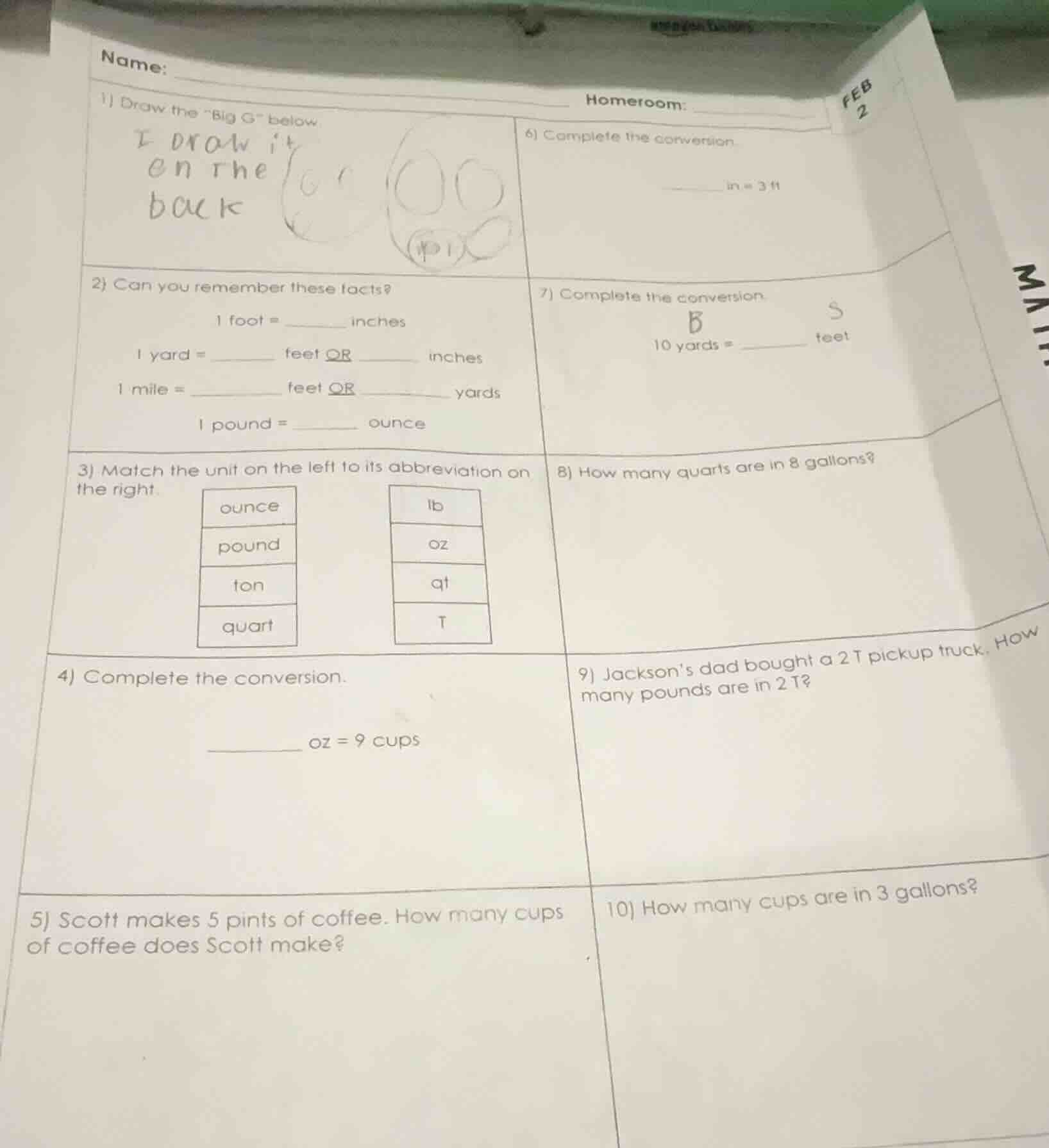 name: homeroom: 1) draw the “big g” below 2) can you remember these fac…