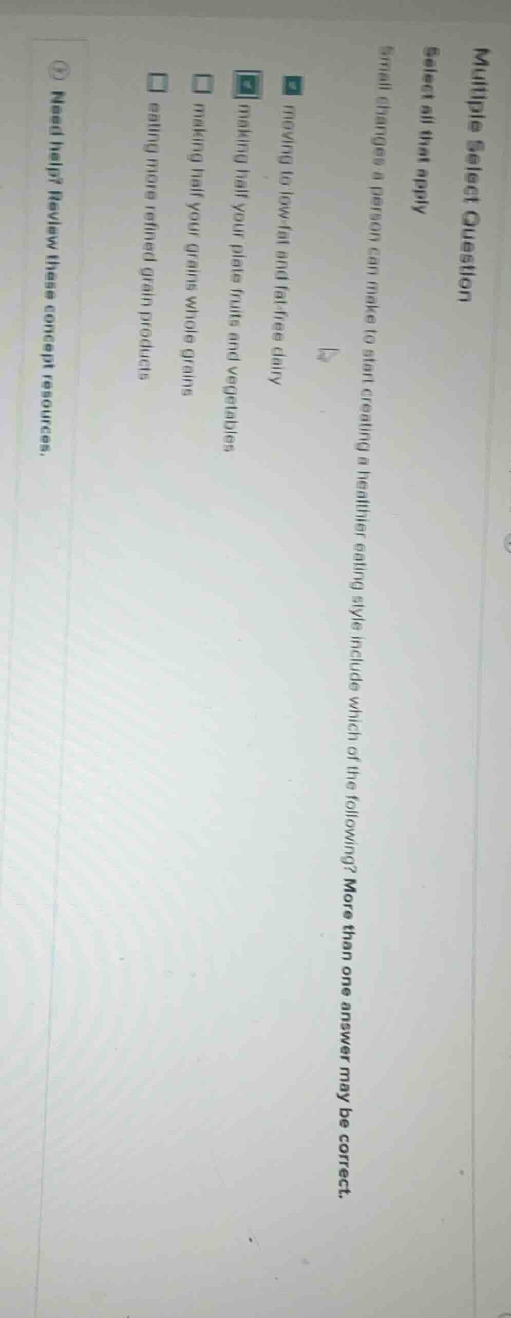 multiple select question select all that apply small changes a person c…