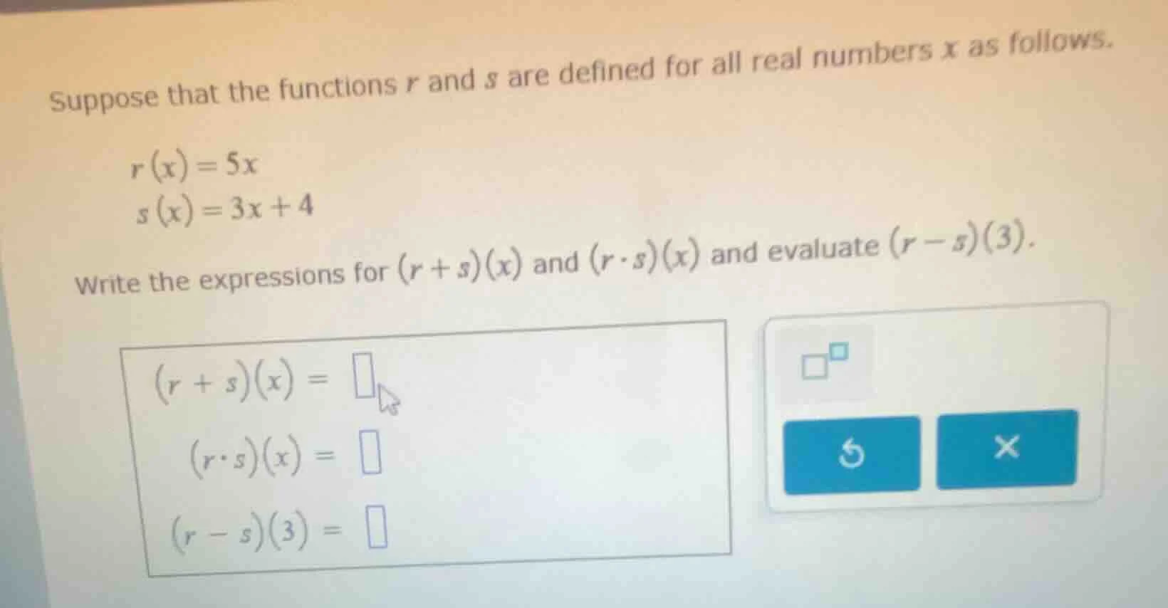 suppose that the functions r and s are defined for all real numbers x a…