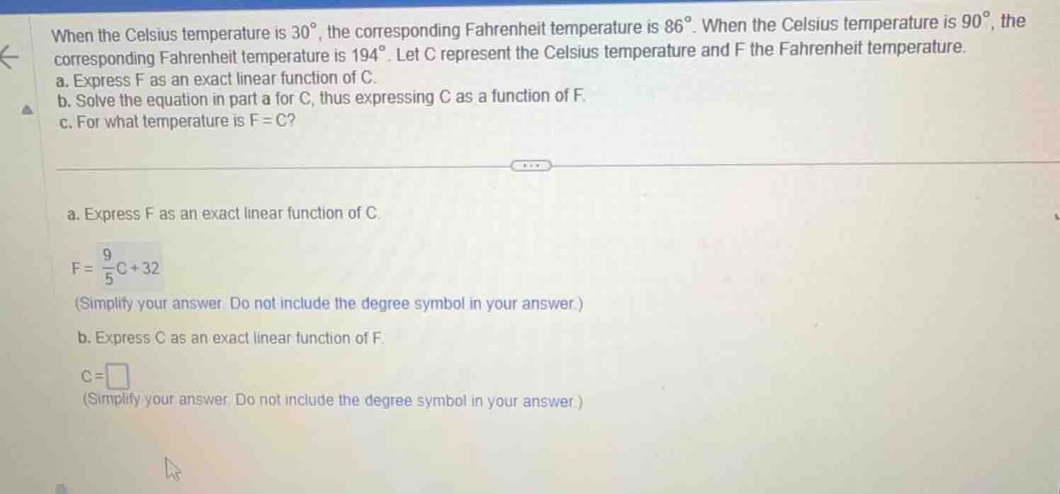 when the celsius temperature is 30°, the corresponding fahrenheit tempe…