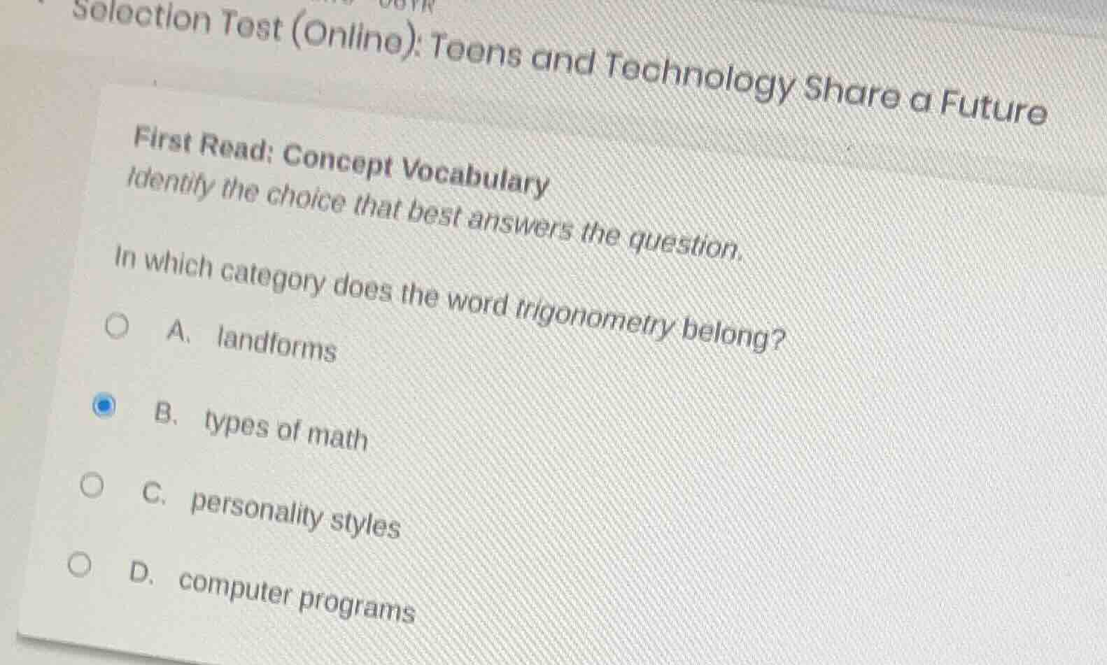 selection test (online): teens and technology share a future first read…