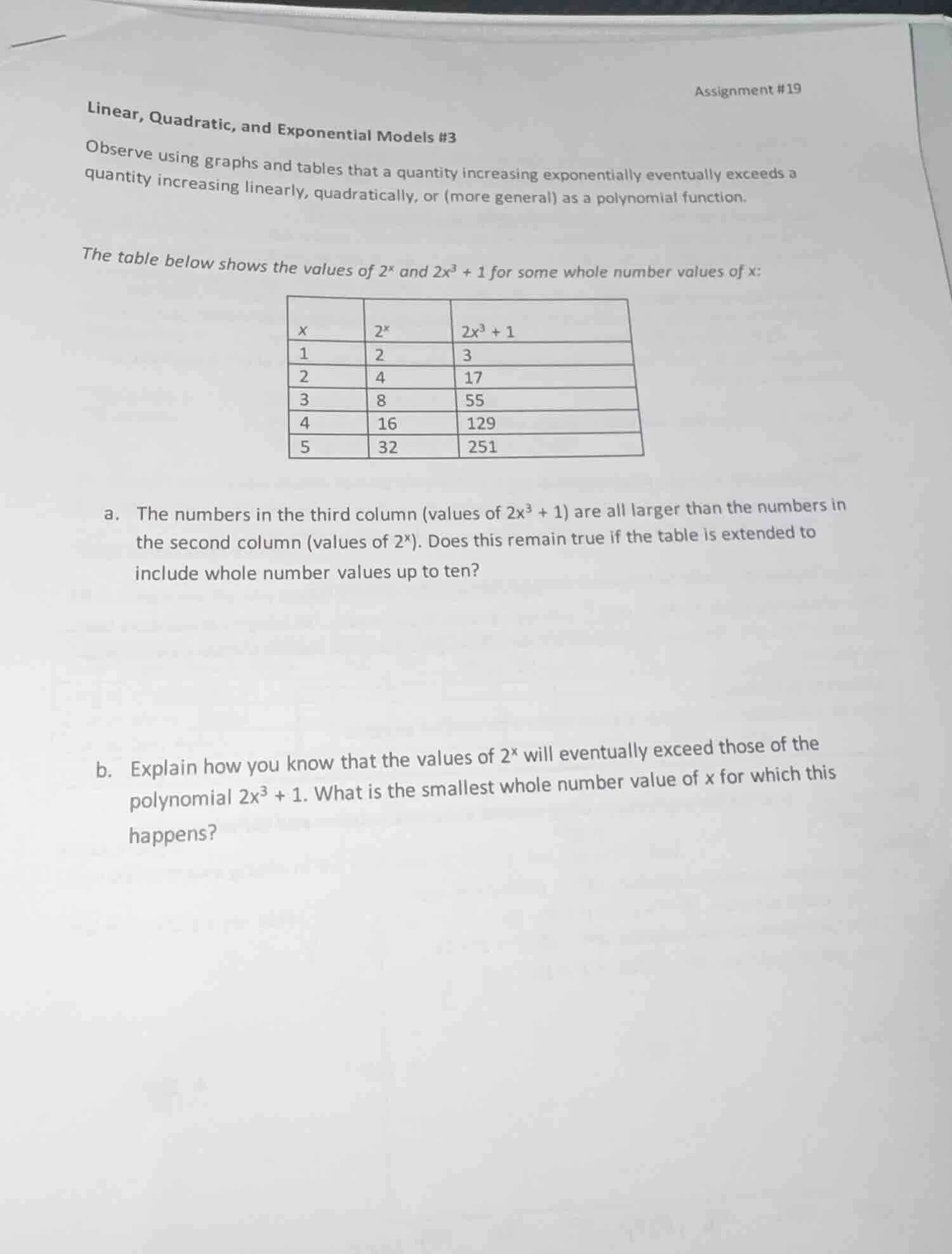 linear, quadratic, and exponential models #3 observe using graphs and t…