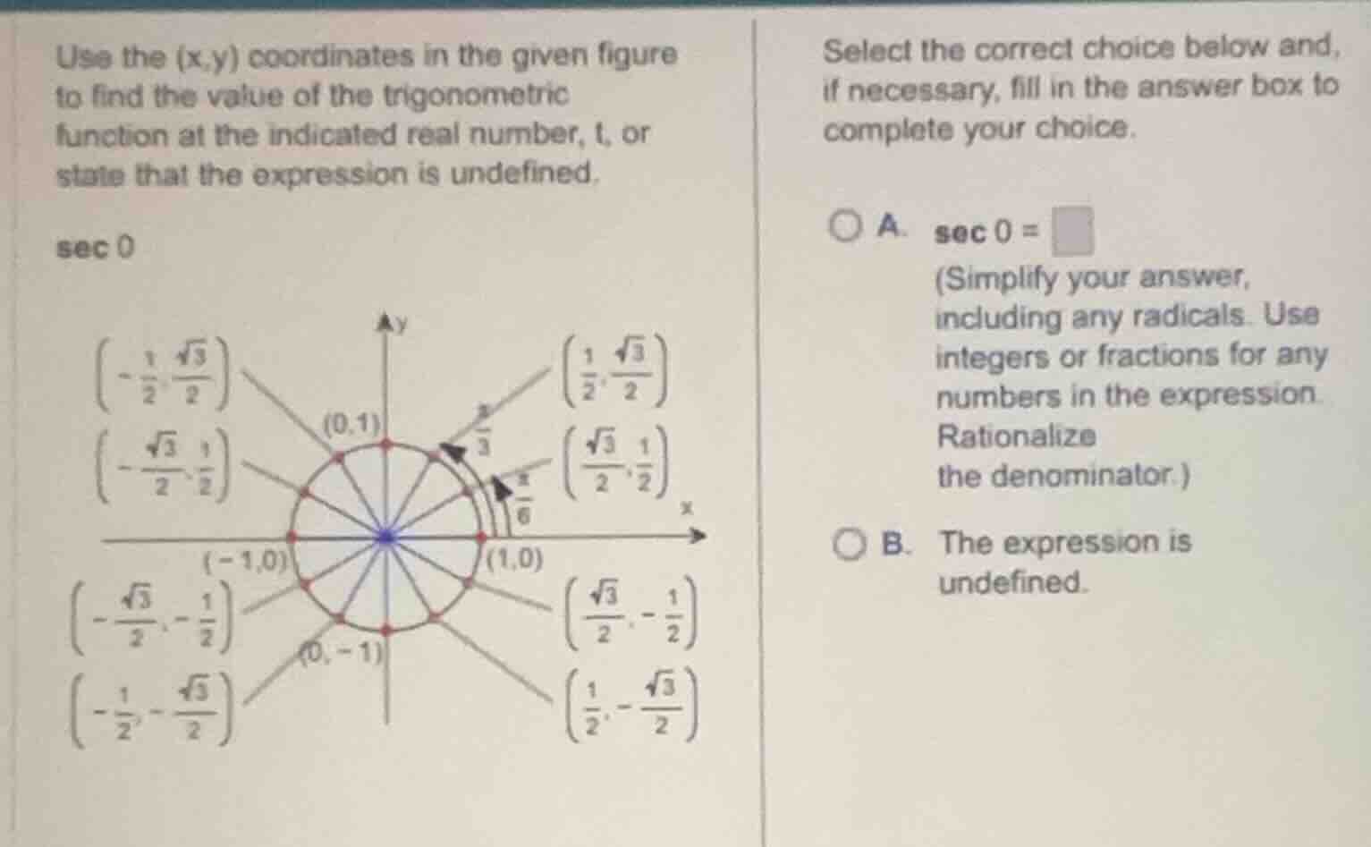 use the (x,y) coordinates in the given figure to find the value of the …