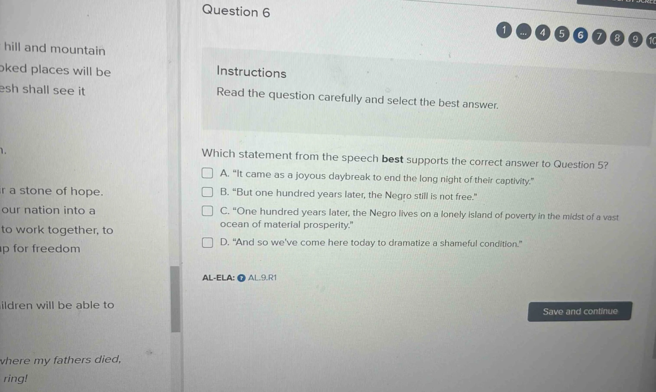 question 6 instructions read the question carefully and select the best…