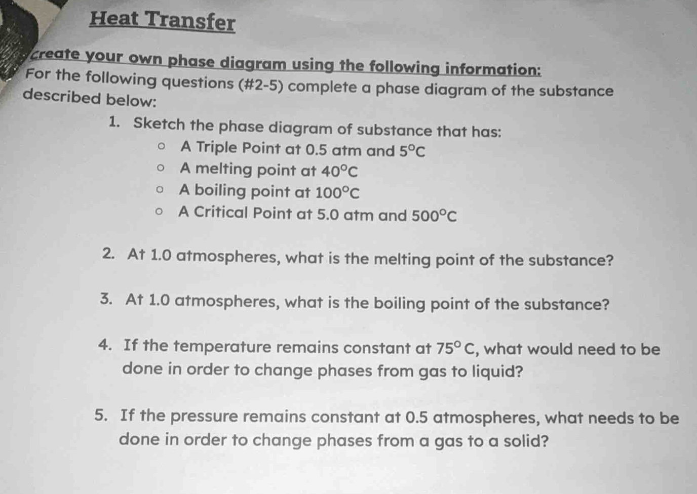 heat transfer create your own phase diagram using the following informa…
