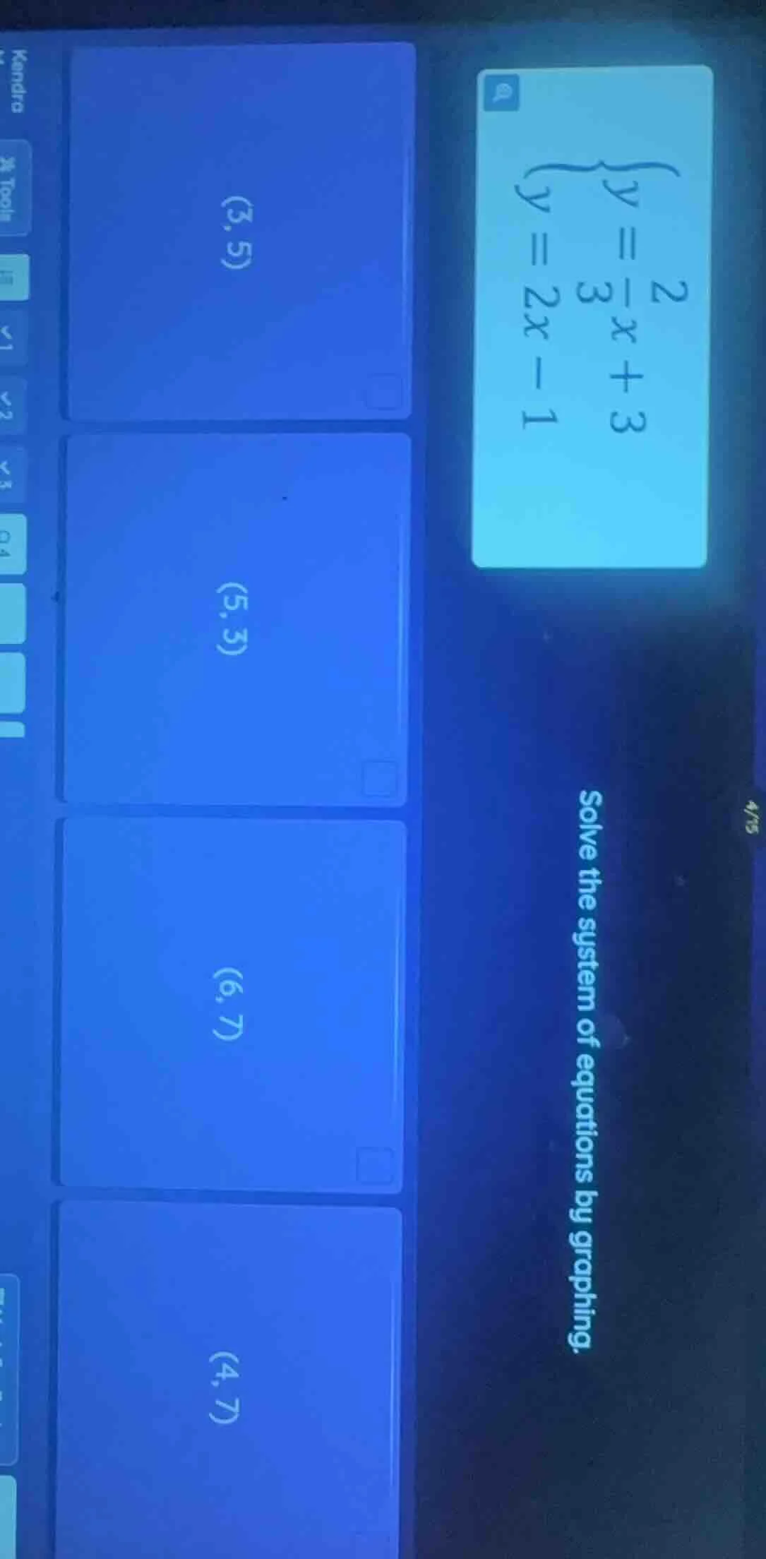 solve the system of equations by graphing. \\begin{cases} y = \\dfrac{2…