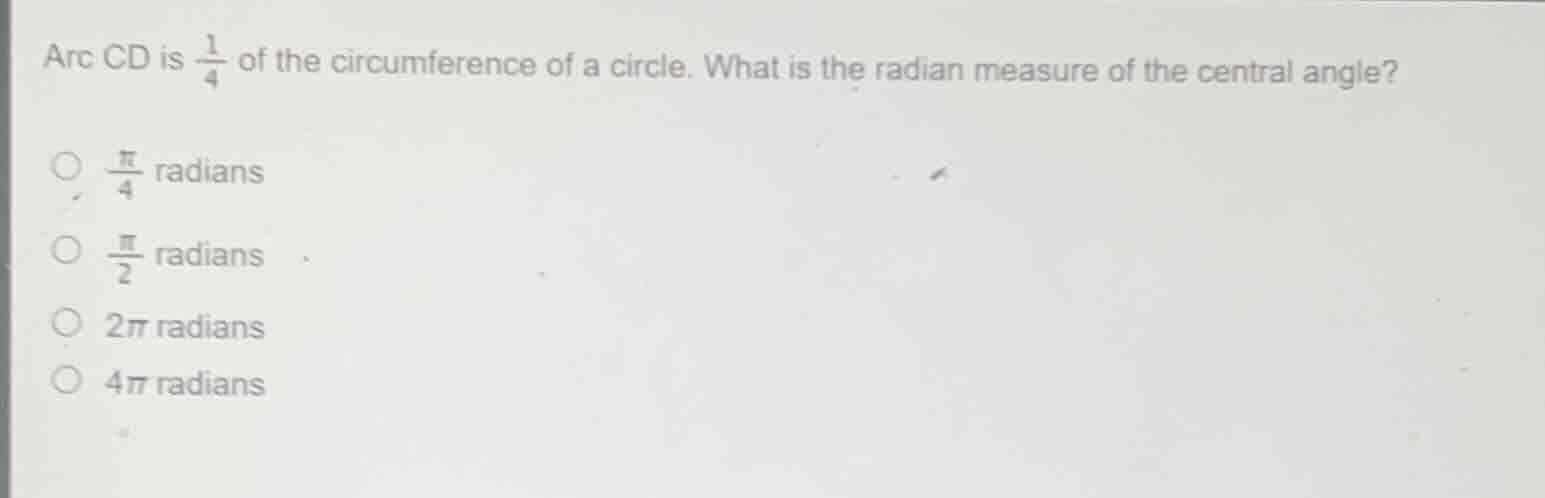 arc cd is \\(\\frac{1}{4}\\) of the circumference of a circle. what is …