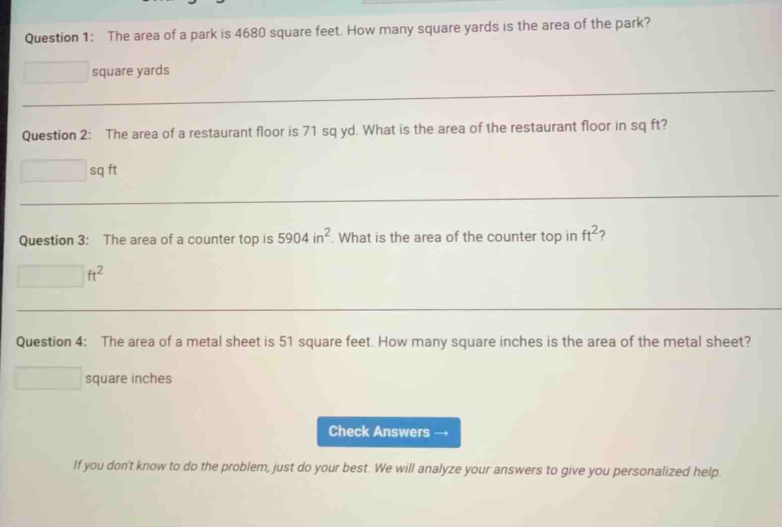 question 1: the area of a park is 4680 square feet. how many square yar…