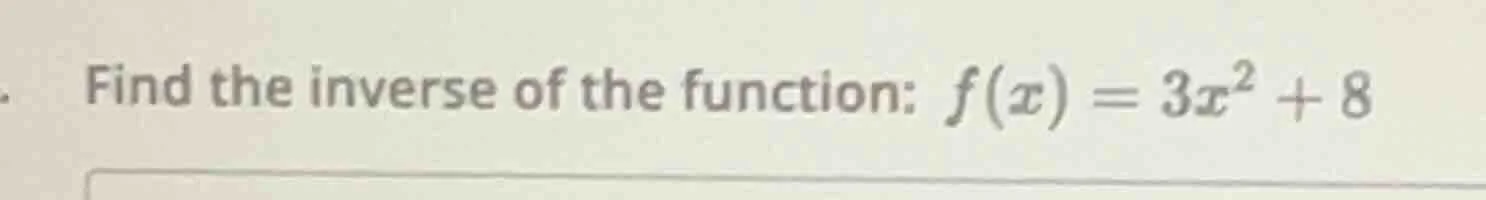 find the inverse of the function: $f(x) = 3x^2 + 8$