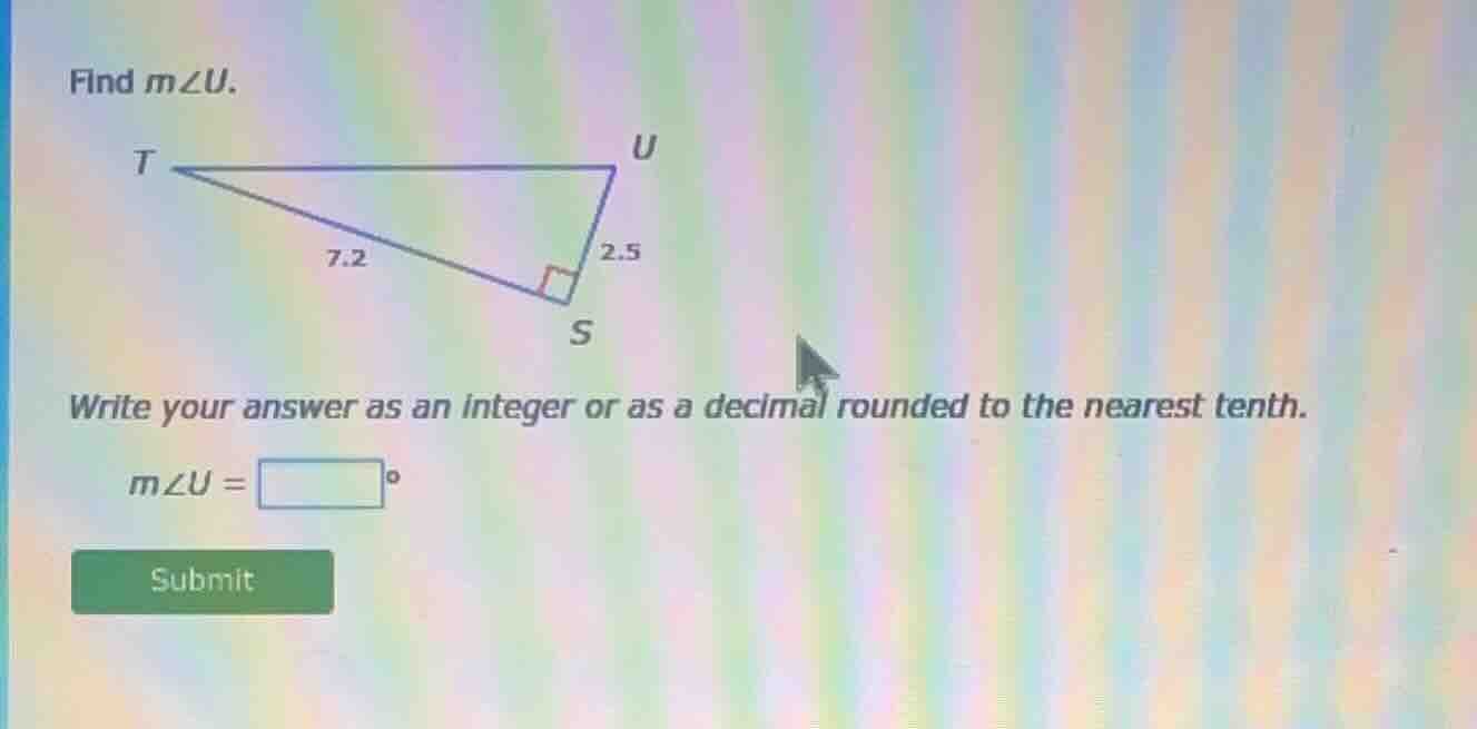 find ( mangle u ). write your answer as an integer or as a decimal roun…