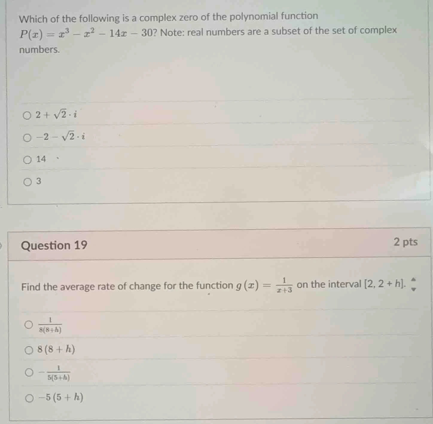 which of the following is a complex zero of the polynomial function $p(…