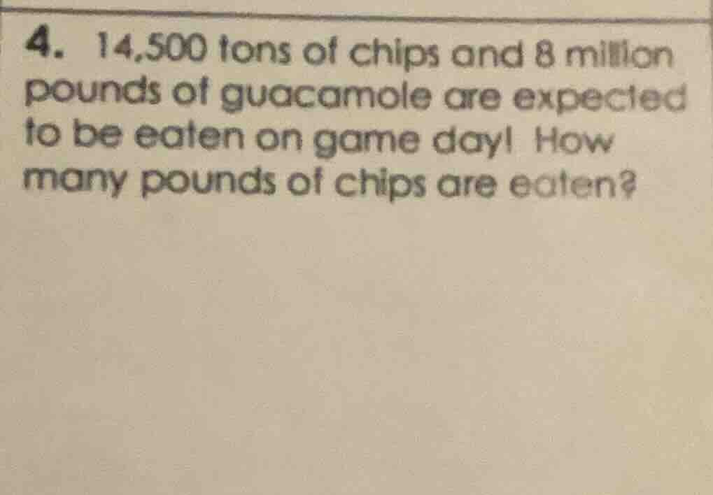 4. 14,500 tons of chips and 8 million pounds of guacamole are expected …