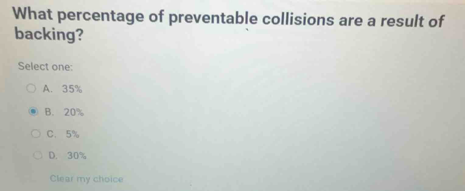 what percentage of preventable collisions are a result of backing? sele…