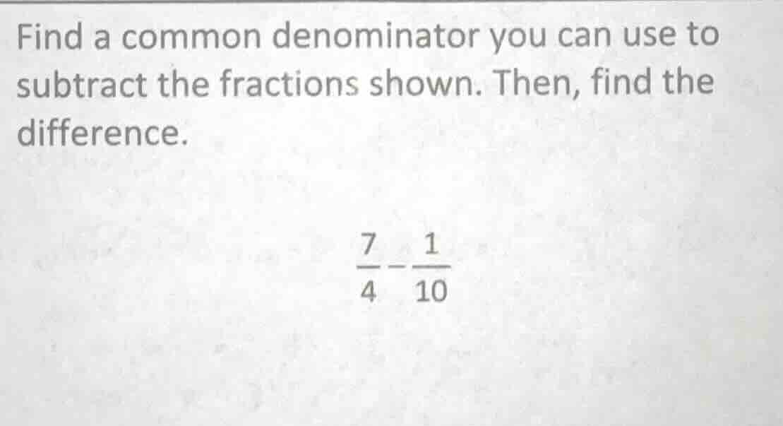 find a common denominator you can use to subtract the fractions shown. …