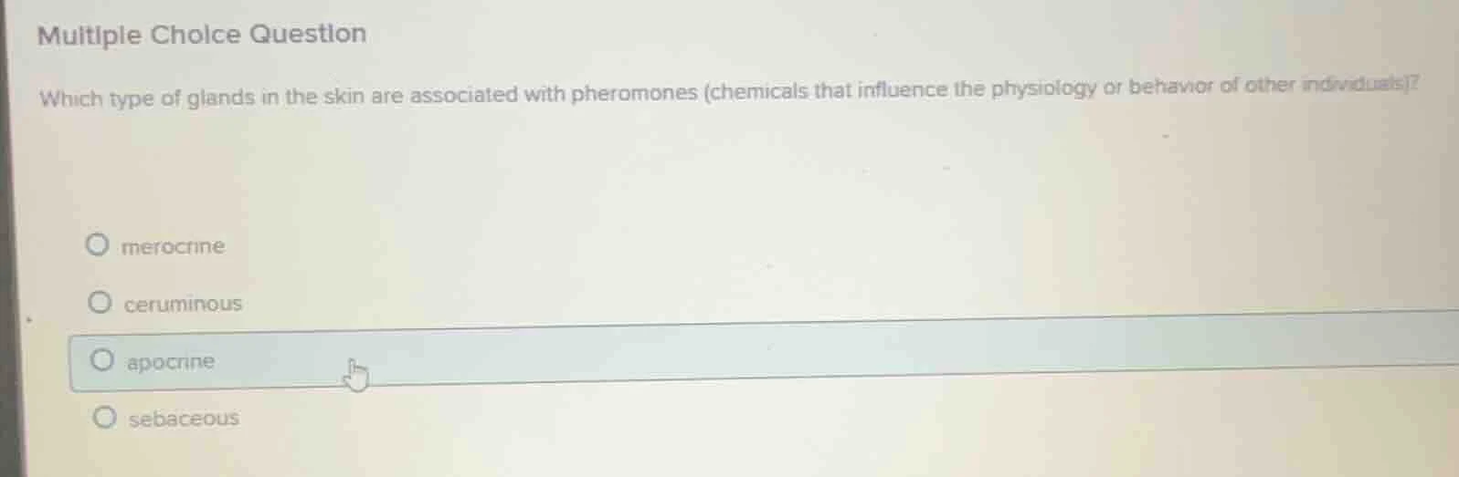 multiple choice question which type of glands in the skin are associate…