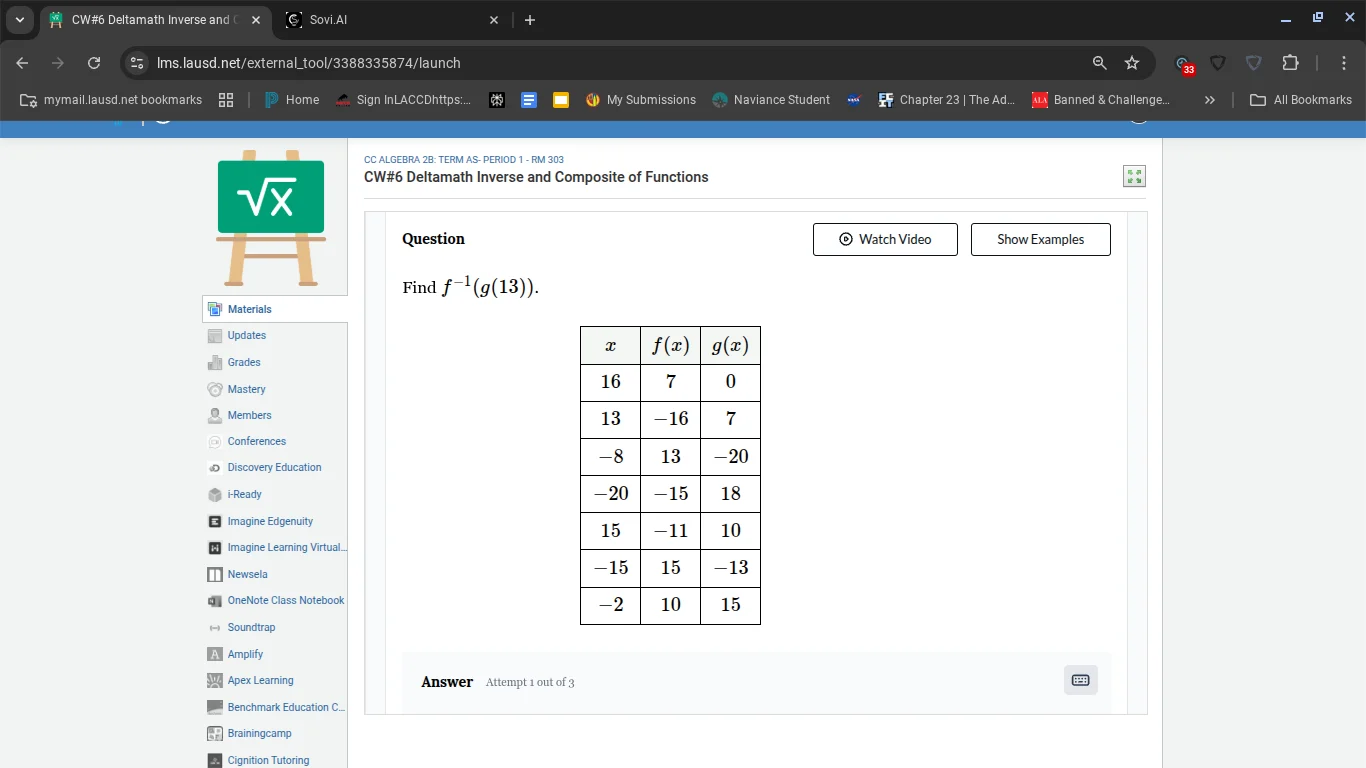 question find $f^{-1}(g(13))$. \\begin{tabular}{|c|c|c|} \\hline $x$ & …