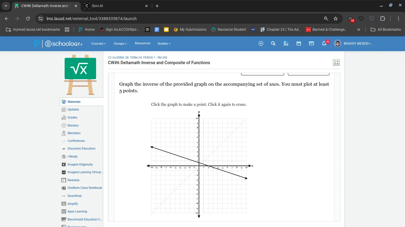 graph the inverse of the provided graph on the accompanying set of axes…
