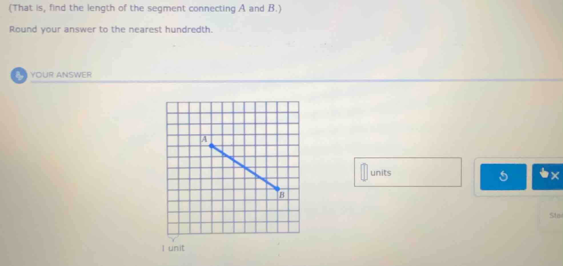 (that is, find the length of the segment connecting a and b.) round you…