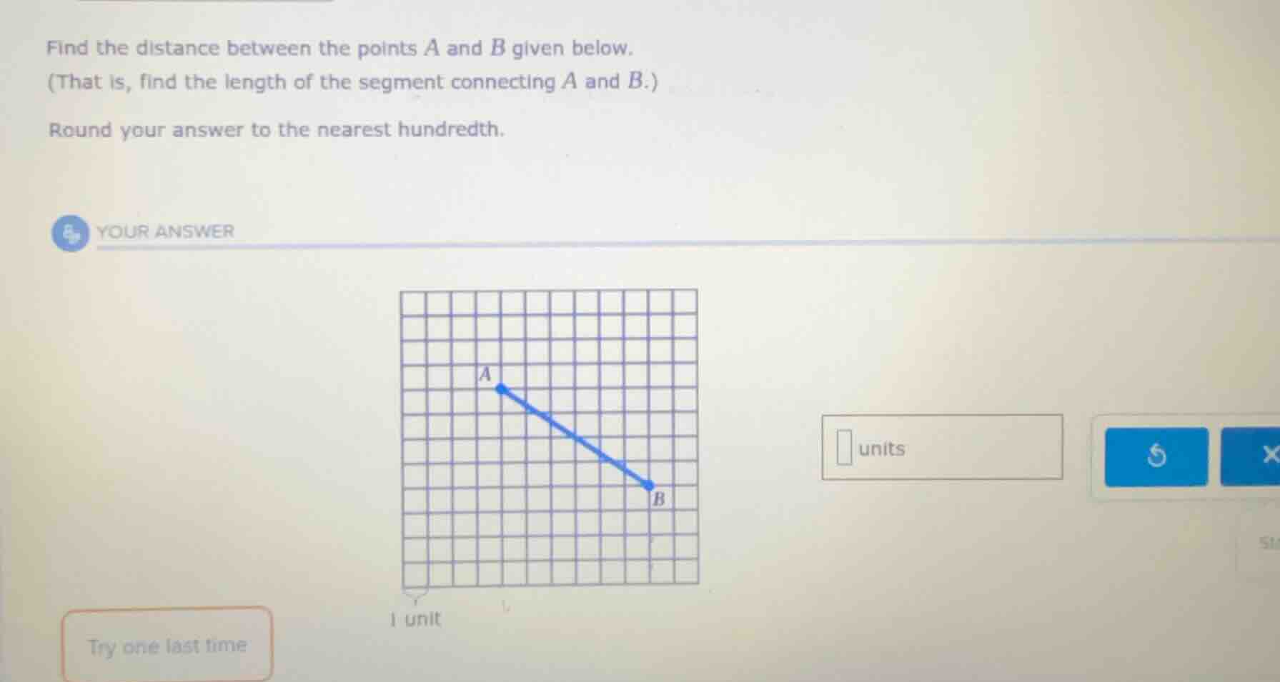 find the distance between the points a and b given below. (that is, fin…