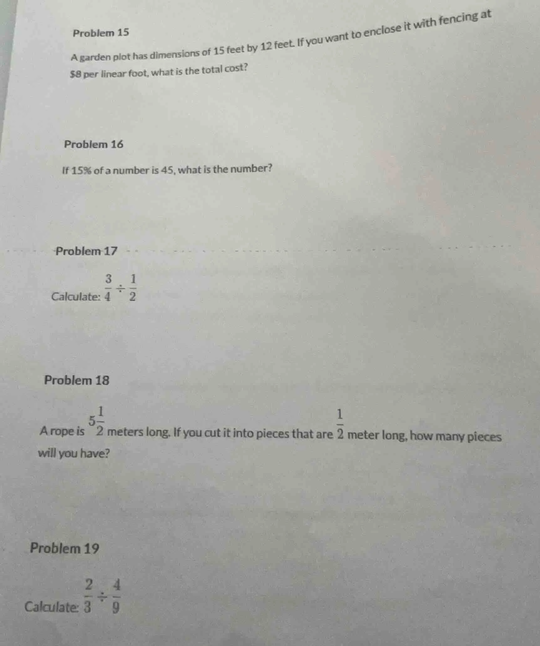 problem 15 a garden plot has dimensions of 15 feet by 12 feet. if you w…