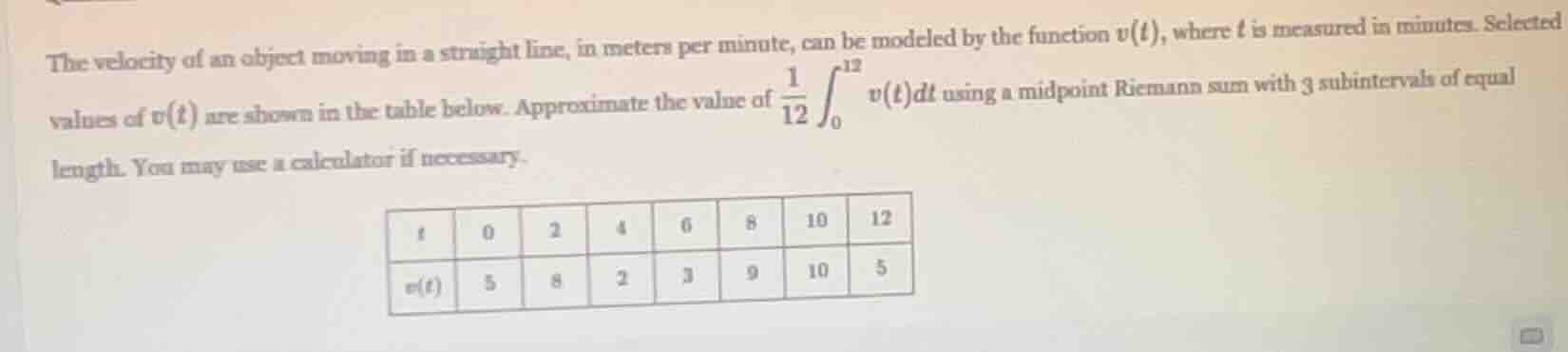the velocity of an object moving in a straight line, in meters per minu…