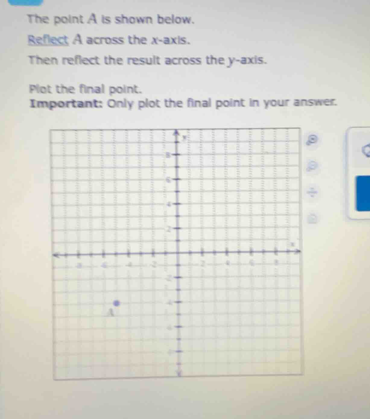 the point a is shown below. reflect a across the x - axis. then reflect…