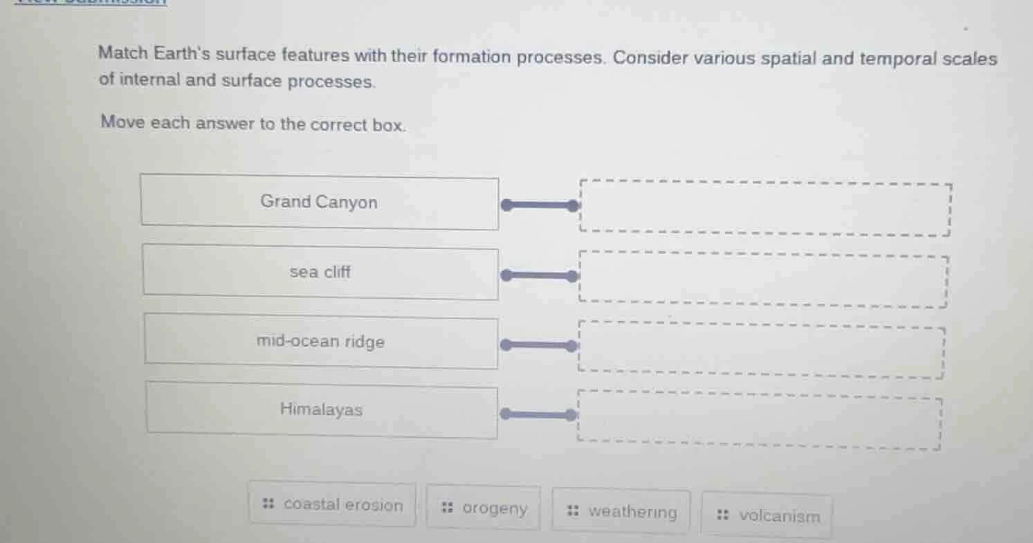 match earths surface features with their formation processes. consider …