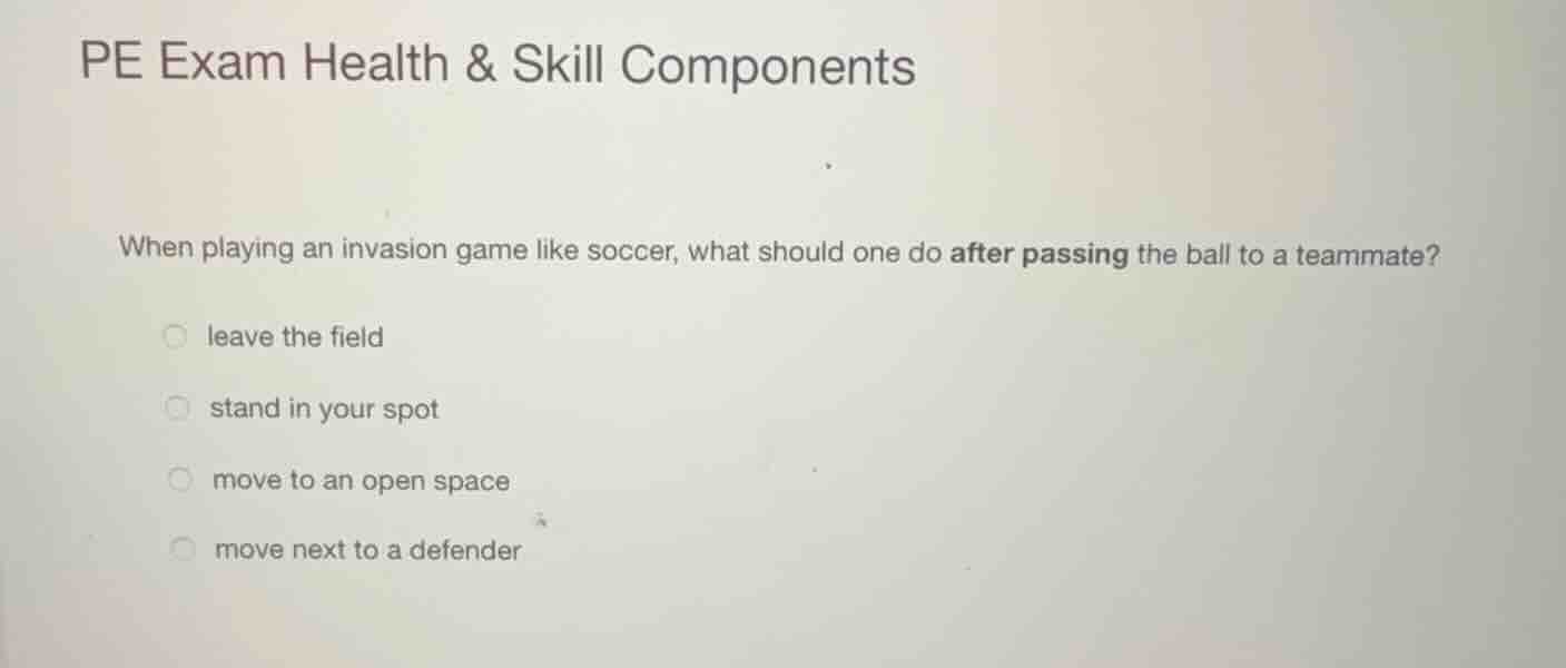 pe exam health & skill components when playing an invasion game like so…