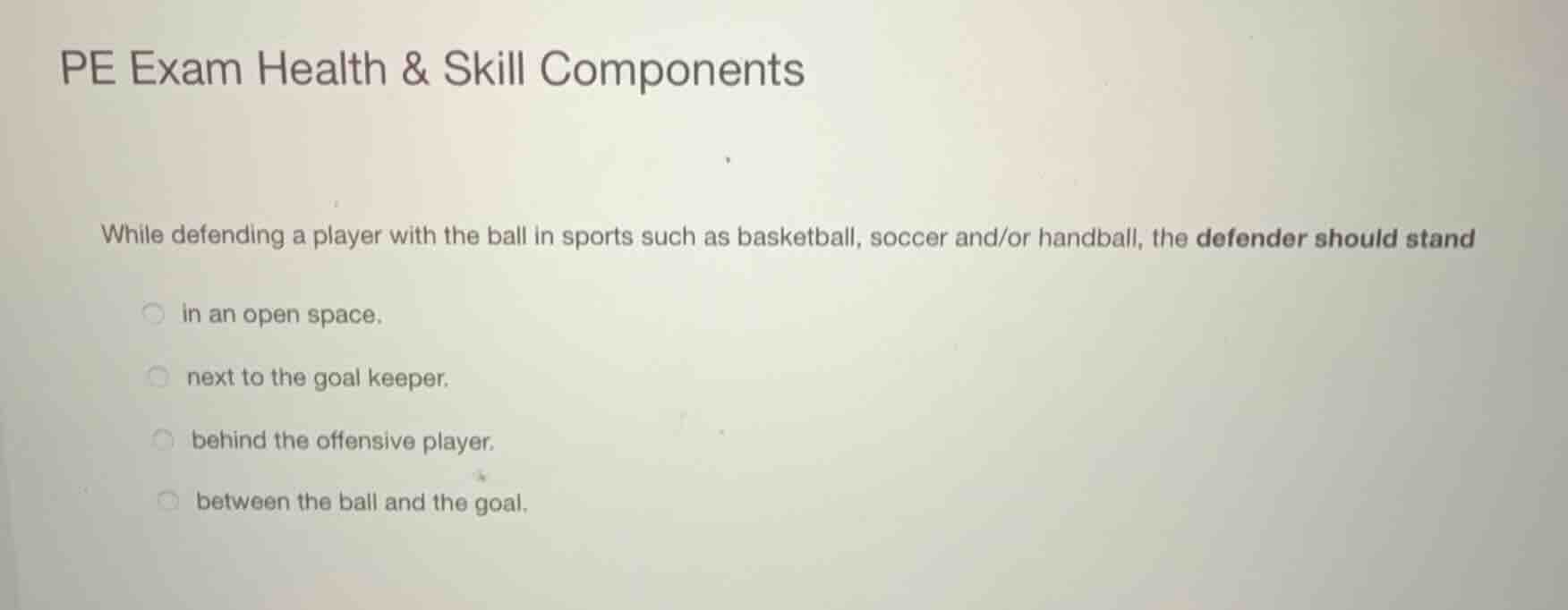 pe exam health & skill components while defending a player with the bal…