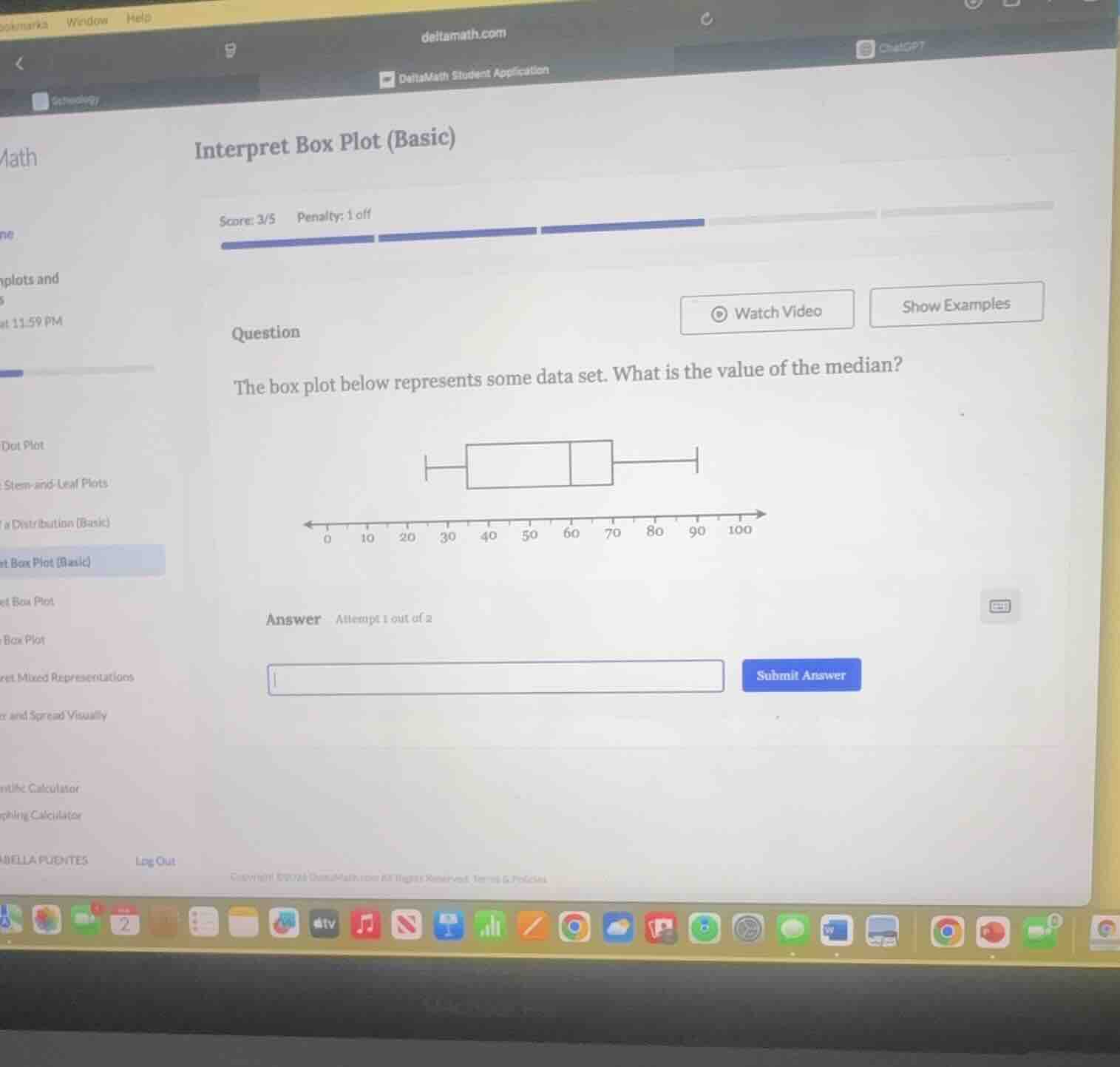 interpret box plot (basic) score: 3/5 penalty: 1 off question the box p…