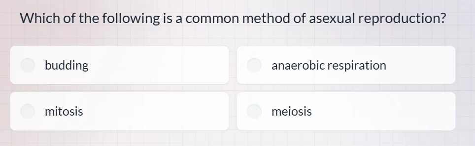 which of the following is a common method of asexual reproduction? budd…