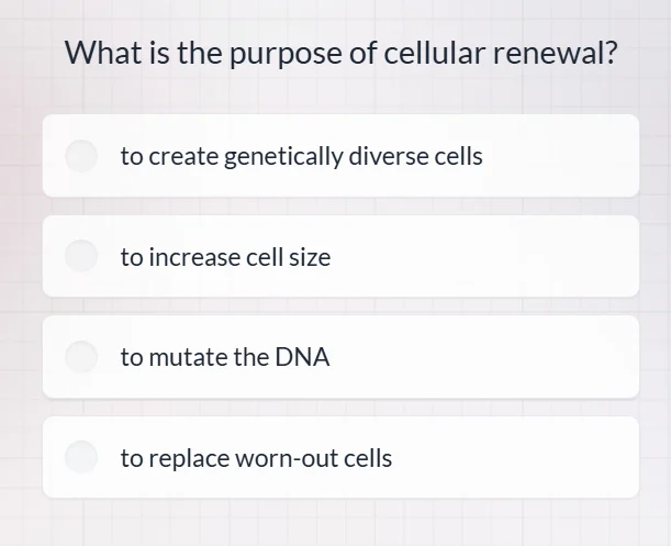 what is the purpose of cellular renewal? to create genetically diverse …