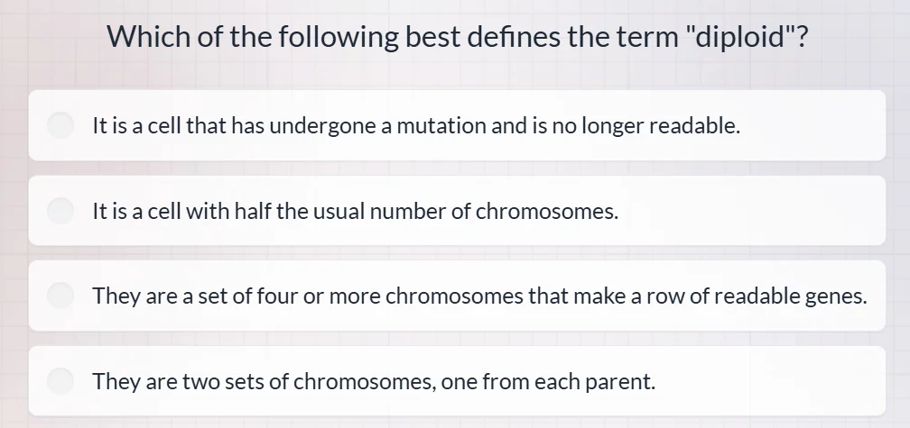 which of the following best defines the term \diploid\? it is a cell th…