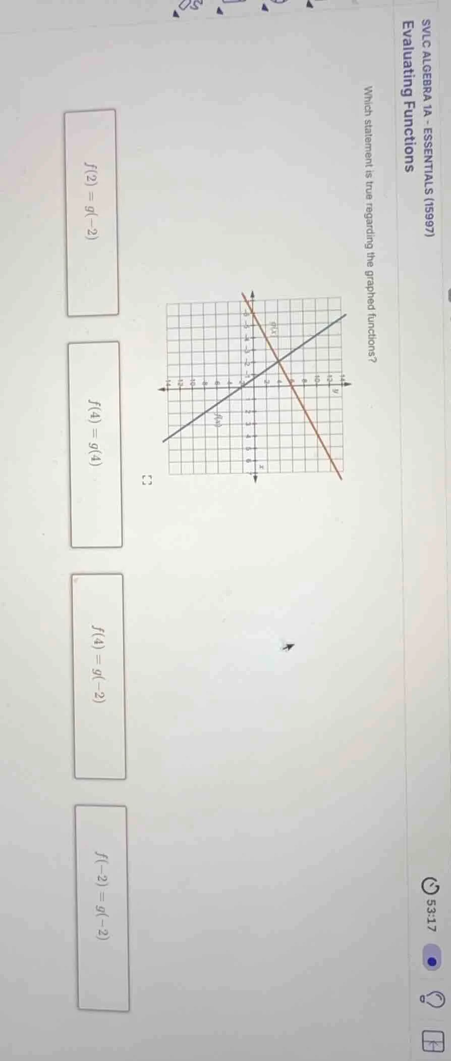 svlc algebra 1a - essentials (15997) evaluating functions which stateme…