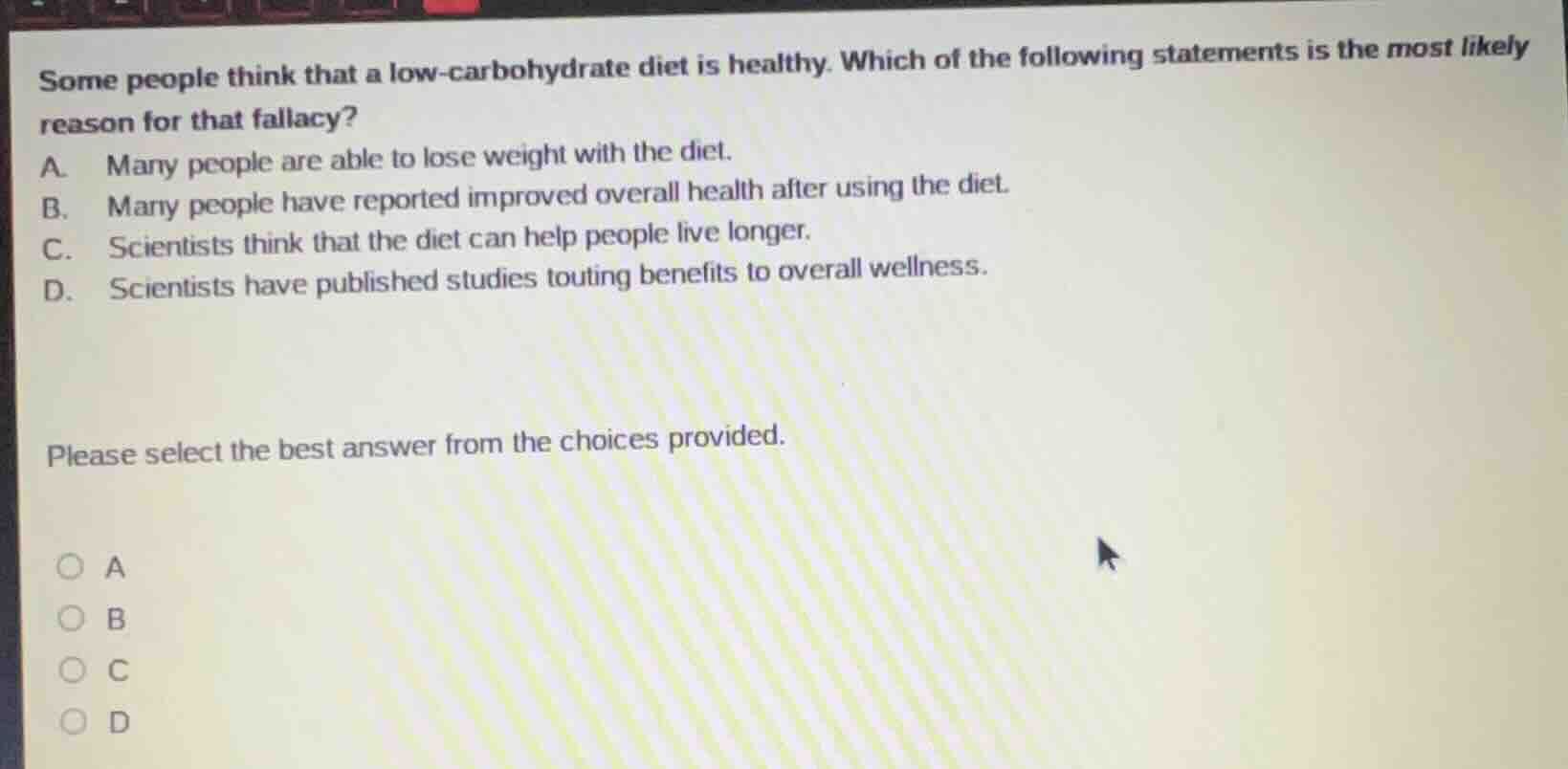 some people think that a low - carbohydrate diet is healthy. which of t…