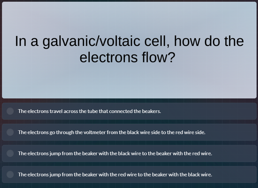in a galvanic/voltaic cell, how do the electrons flow? the electrons tr…