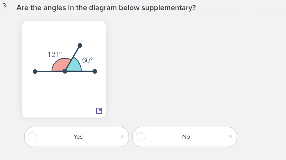 3. are the angles in the diagram below supplementary? 121° 60° yes a no…