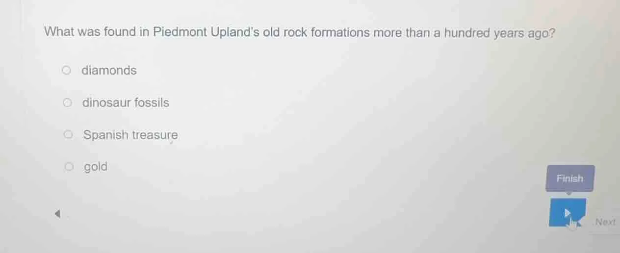 what was found in piedmont uplands old rock formations more than a hund…