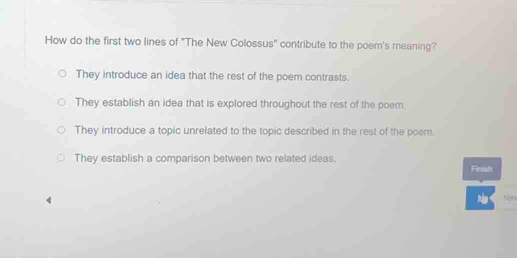 how do the first two lines of \the new colossus\ contribute to the poem…