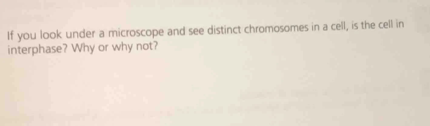 if you look under a microscope and see distinct chromosomes in a cell, …