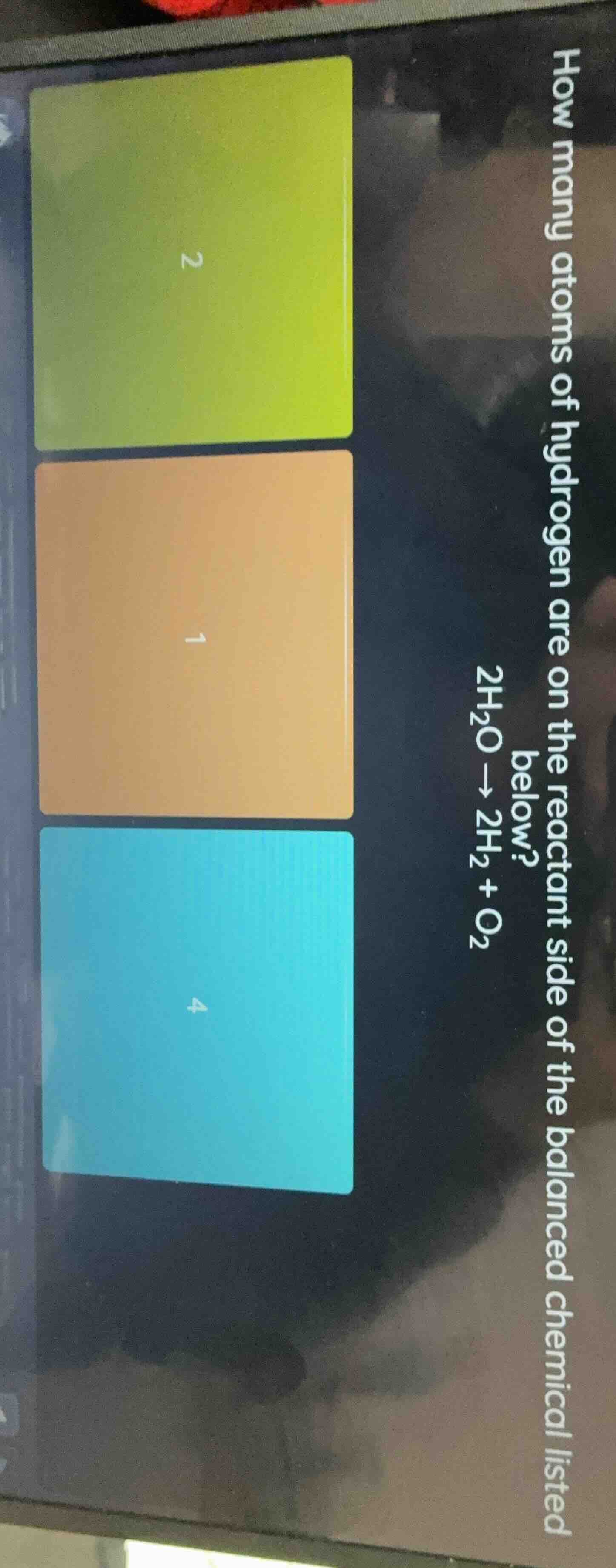 how many atoms of hydrogen are on the reactant side of the balanced che…