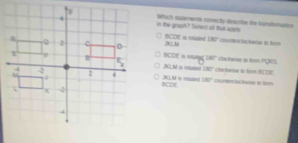 which statements correctly describe the transformation in the graph? se…